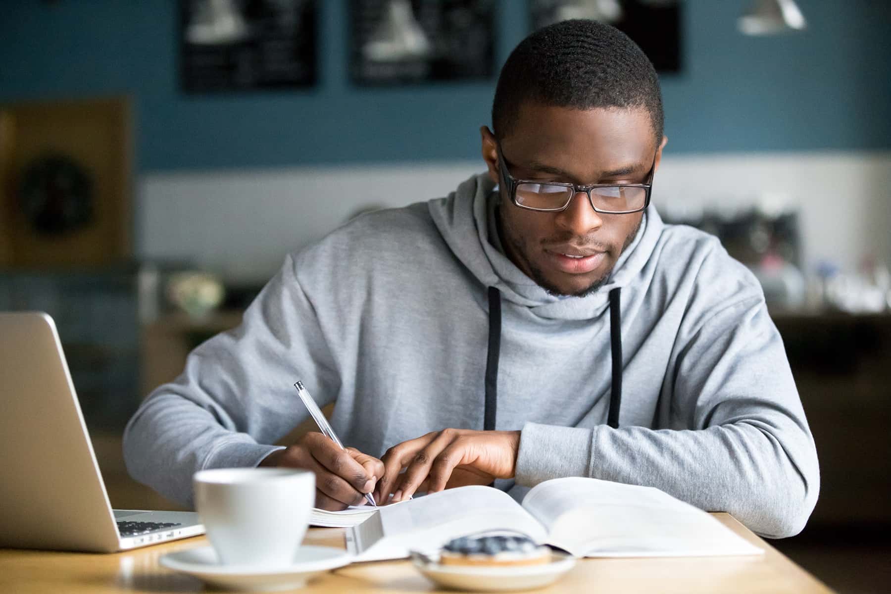 Learner studying with focus